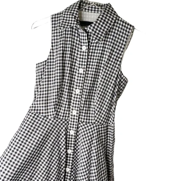 Chetta B Gingham Pin Up Classic MIDI Dress Black White Size 2 - Picture 5 of 10